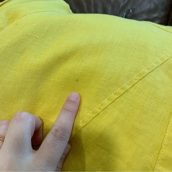 FLAX Women’s Lithuanian Linen Yellow Button Front Cardigan Lagenlook Size Small - Picture 8 of 12